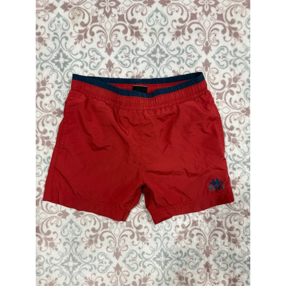 Kappa Boys Red Swim Trunks Navy Waistband Mesh Lined Board Shorts Size 4Y